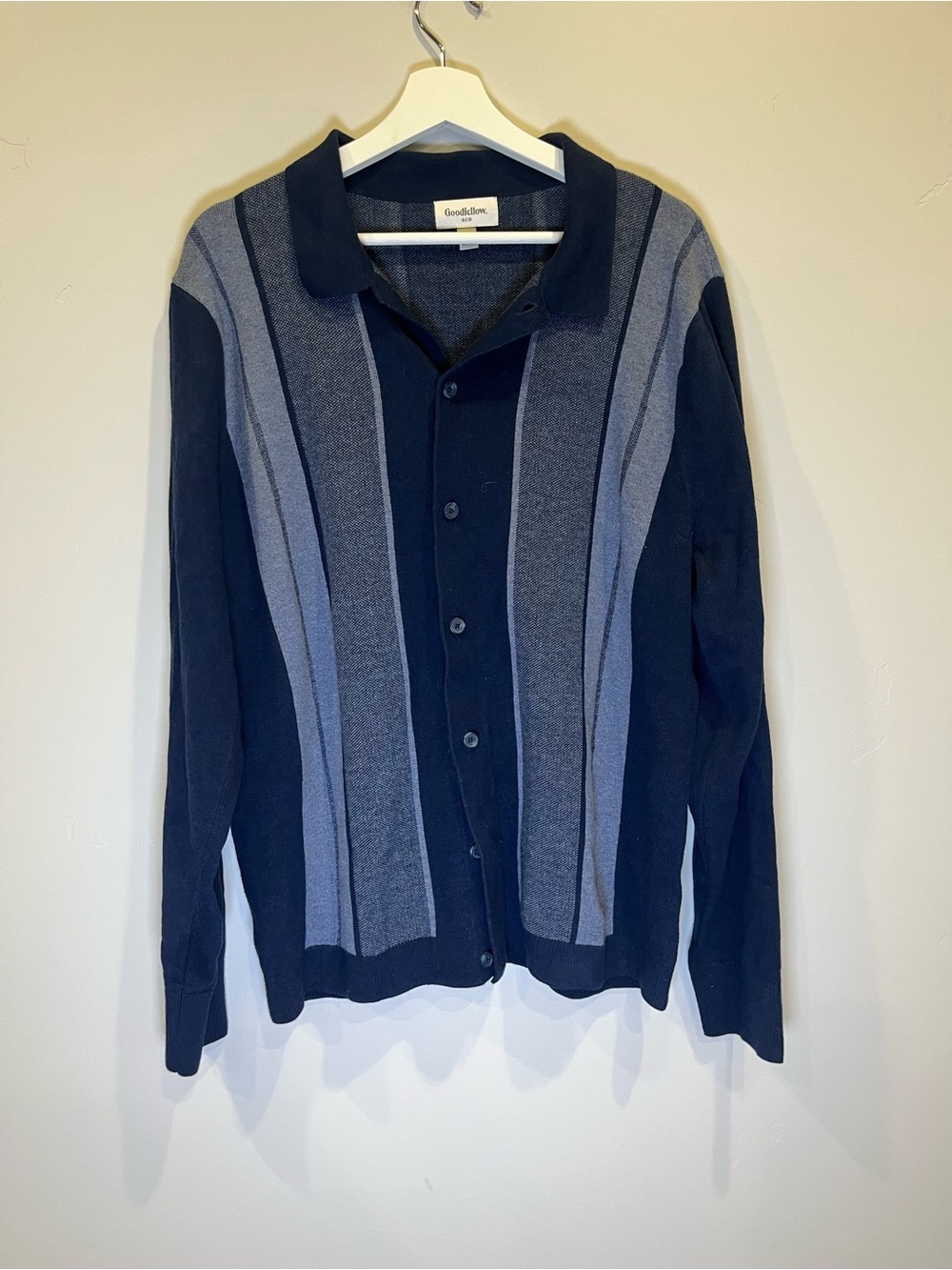 Goodfellow & Co Navy and Slate Blue Long-Sleeve Button-Up Shirt